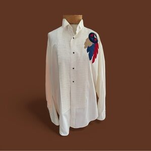 Vintage Custom Pat Brandt Western Tux Shirt w/ Feather Appliqué — Classix